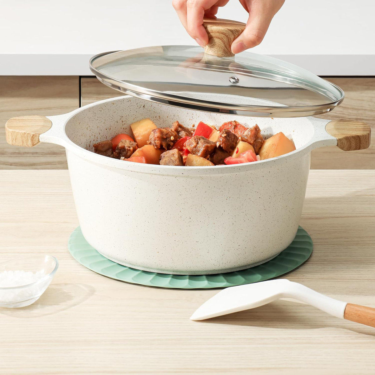 SENSARTE Nonstick Ceramic Cookware Set 22-Piece, Healthy Pots and Pans Set, Non-toxic Kitchen Cooking Set with Stay-Cool Handles, Silicone Utensils and Pot Protectors, PFAS & PFOA &PTFE Free